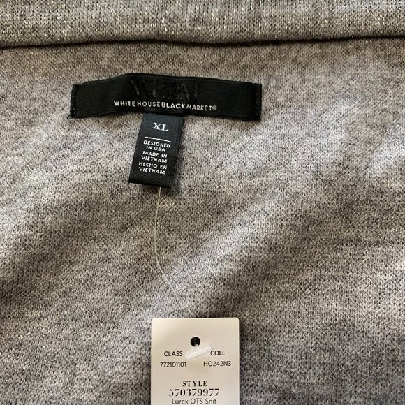 NWT. WHBM Long Sleeve Silver Sweater. Glittery. Off Shoulder. Women. Size XL - Picture 7 of 15